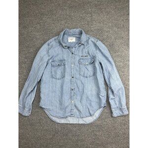 Rails Shirt Womens Small Blue Chambray Studded Button Front Long Sleeve Top